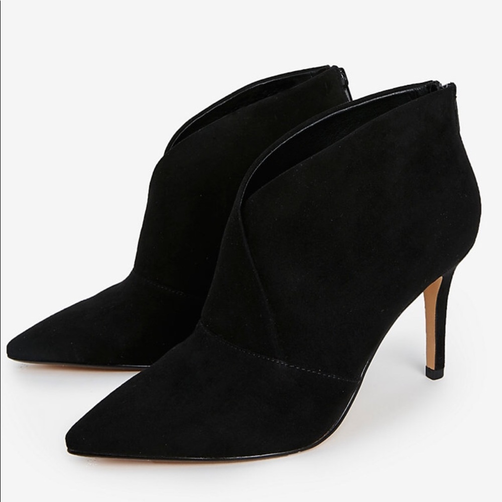 Express Faux Suede Asymmetrical Pointed Toe Bootie